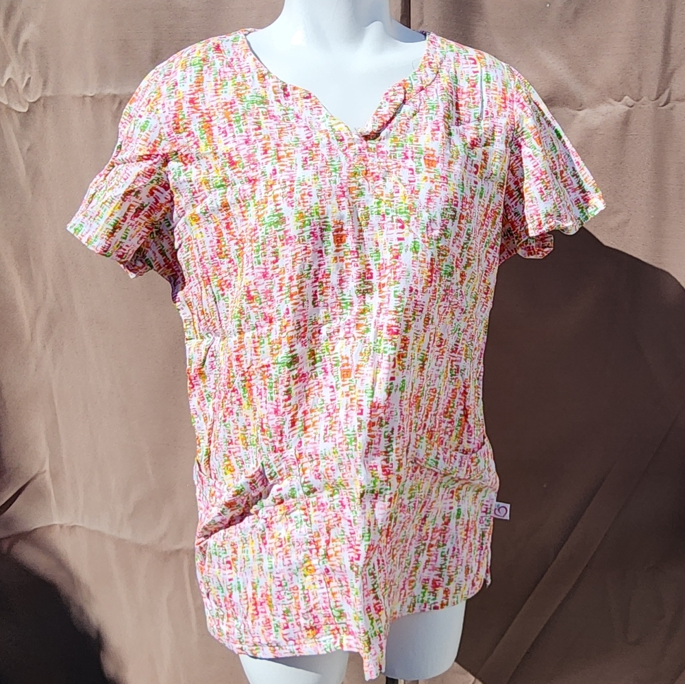Peaches Print Scrub Top